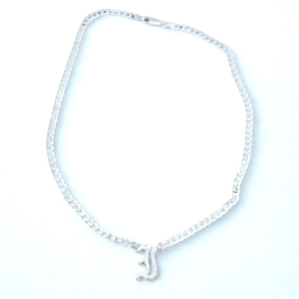Elegant Silver Necklace with Old English Initial J Pendant